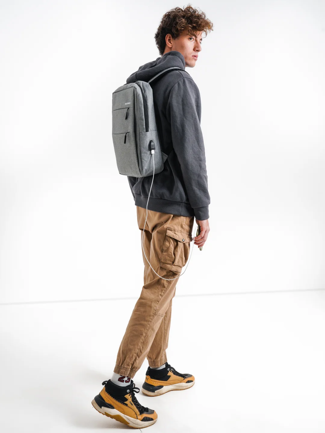 Серый рюкзак "BackPack" унисекс, повседневный прочный городской для ноутбука синий 15"6, 19,5л