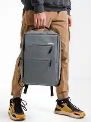 Серый рюкзак "BackPack" унисекс, повседневный прочный городской для ноутбука синий 15"6, 19,5л