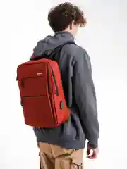 Красный рюкзак "BackPack" унисекс, повседневный прочный городской для ноутбука синий 15"6, 19,5л