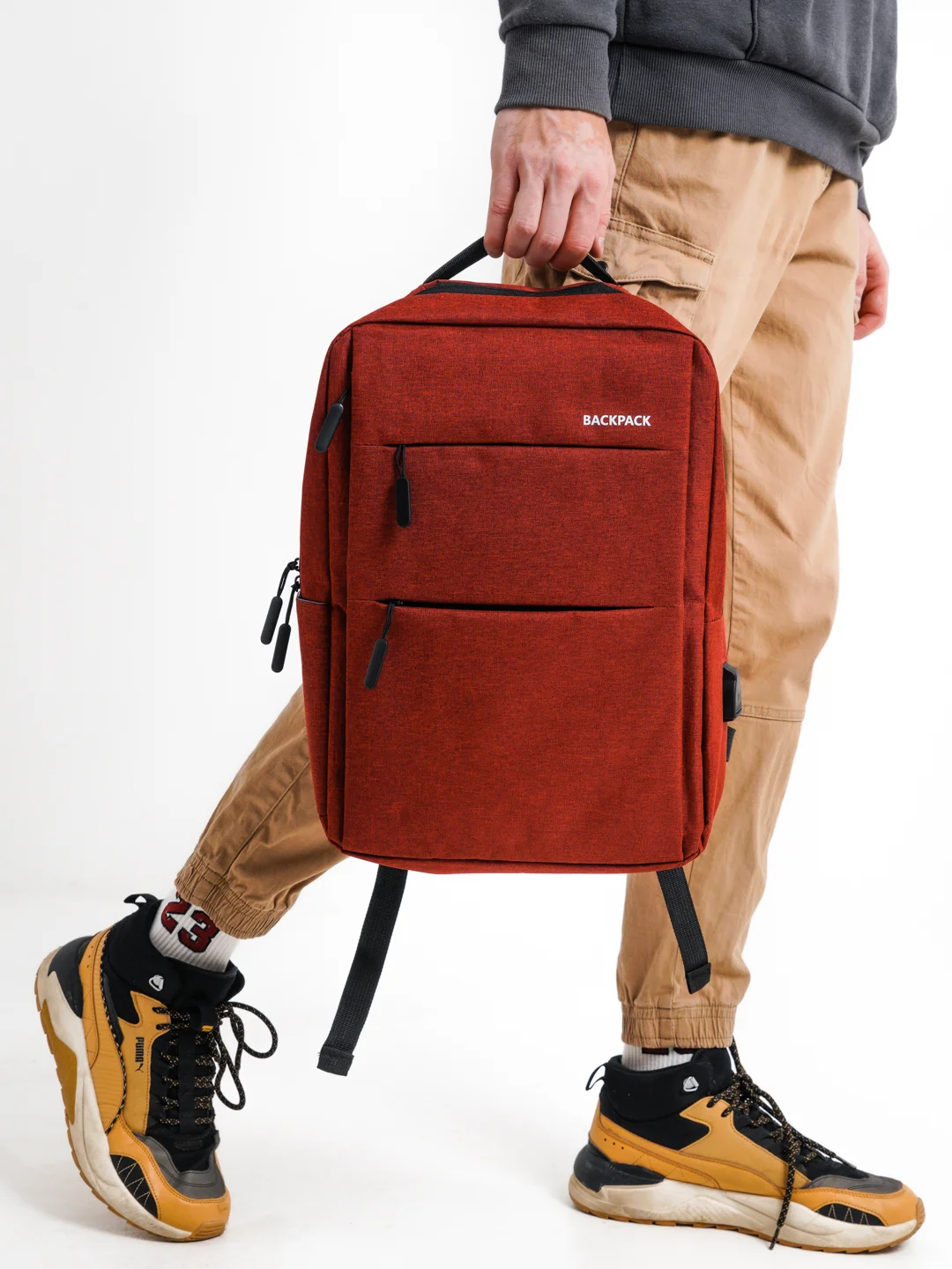 Красный рюкзак "BackPack" унисекс, повседневный прочный городской для ноутбука синий 15"6, 19,5л