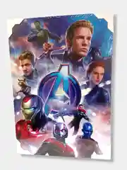 Бежевый картина на холсте "Танос и другие герои Marvel", 50 х 70 см