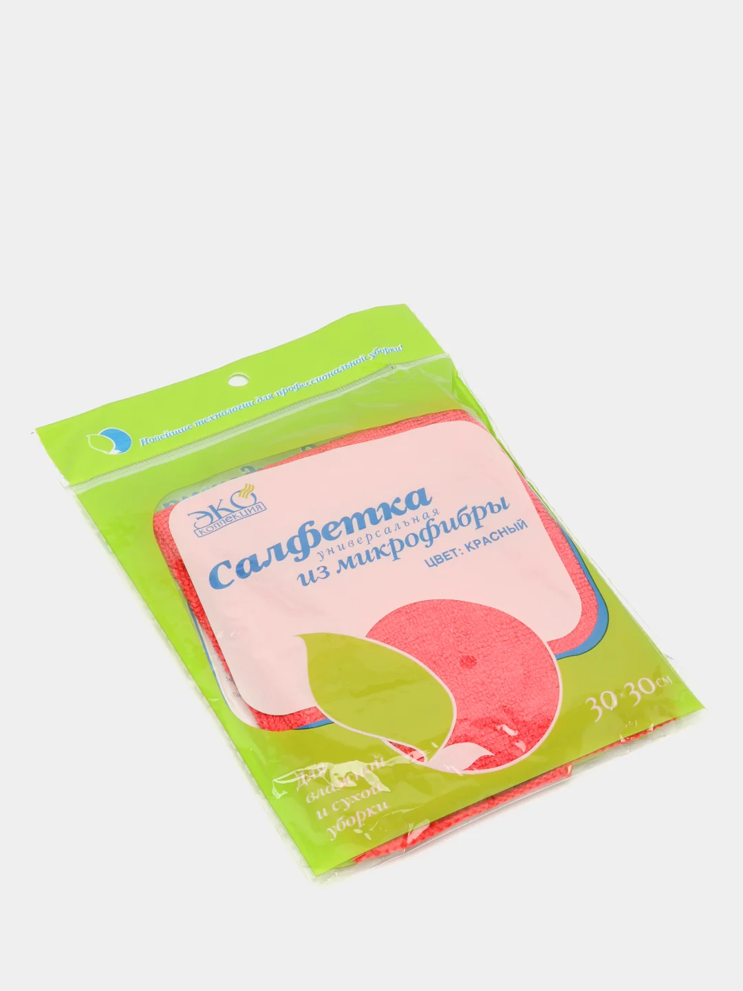 Салфетка хозяйственная ЭкоКоллекция, микрофибра, красная, 30х30 см, 1 штука