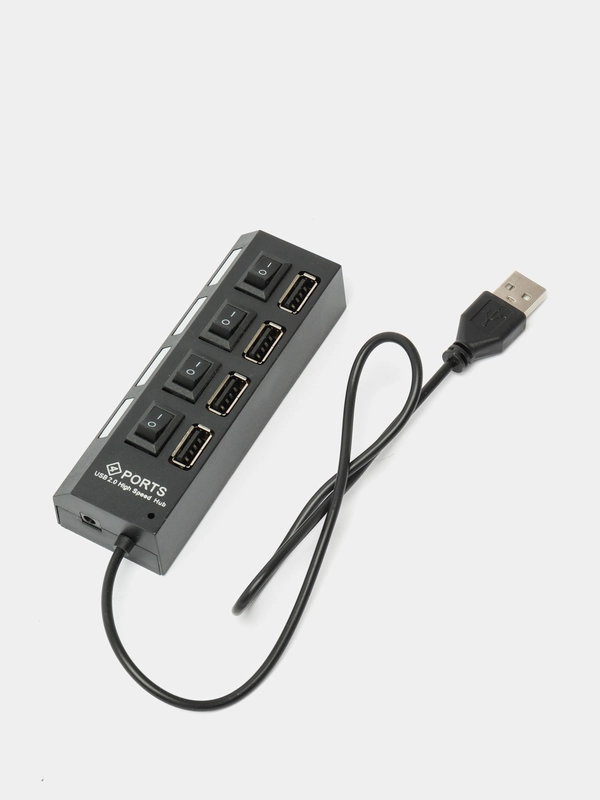 Хаб разветвитель USB HUB 2.0 с выключателями, 4 порта