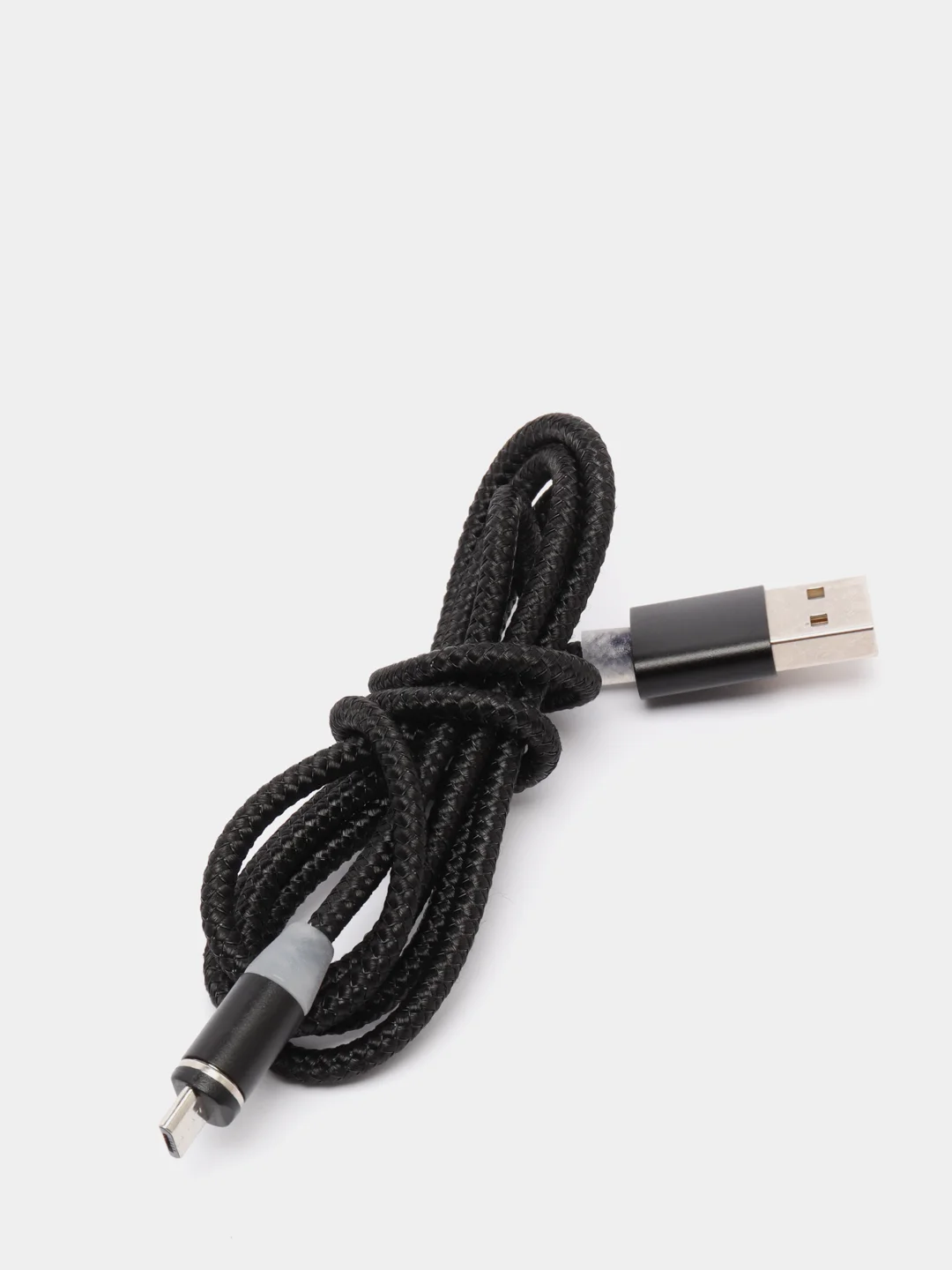 Угольный кабель магнитный USB - micro-USB, тканевая оплетка, длина 1 метр