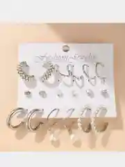 Серебряный 9 пар серьги с искусственным жемчугом