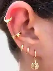 Серьги-Каффы комплект минималистичных из золота