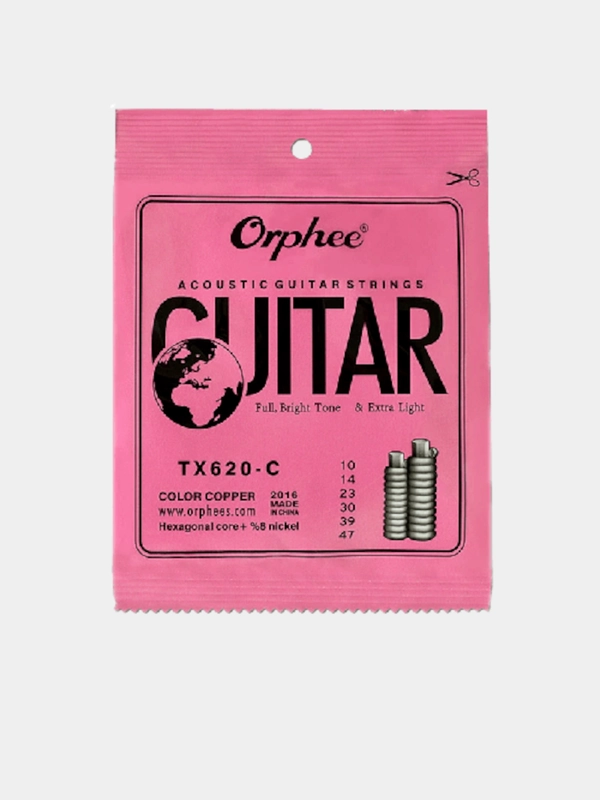Цветные струны для акустической гитары ORPHEE TX620-C (10-47). Комплект разноцветных струн