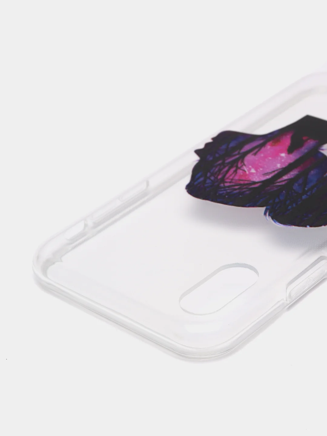 Фуксия чехол Apple iPhone X / Xs прозрачный силиконовый с рисунком