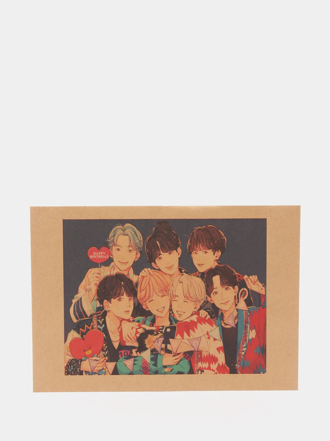 Конверт подарочный для денег с фото открыткой k-pop "BTS" с днём рождения