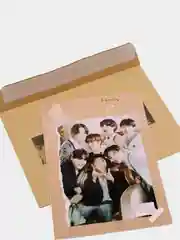 Золотой конверт подарочный для денег с фото открыткой k-pop "BTS"