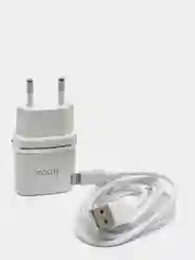 Белый сетевое зарядное устройство, с кабелем lightning Hoco C11
