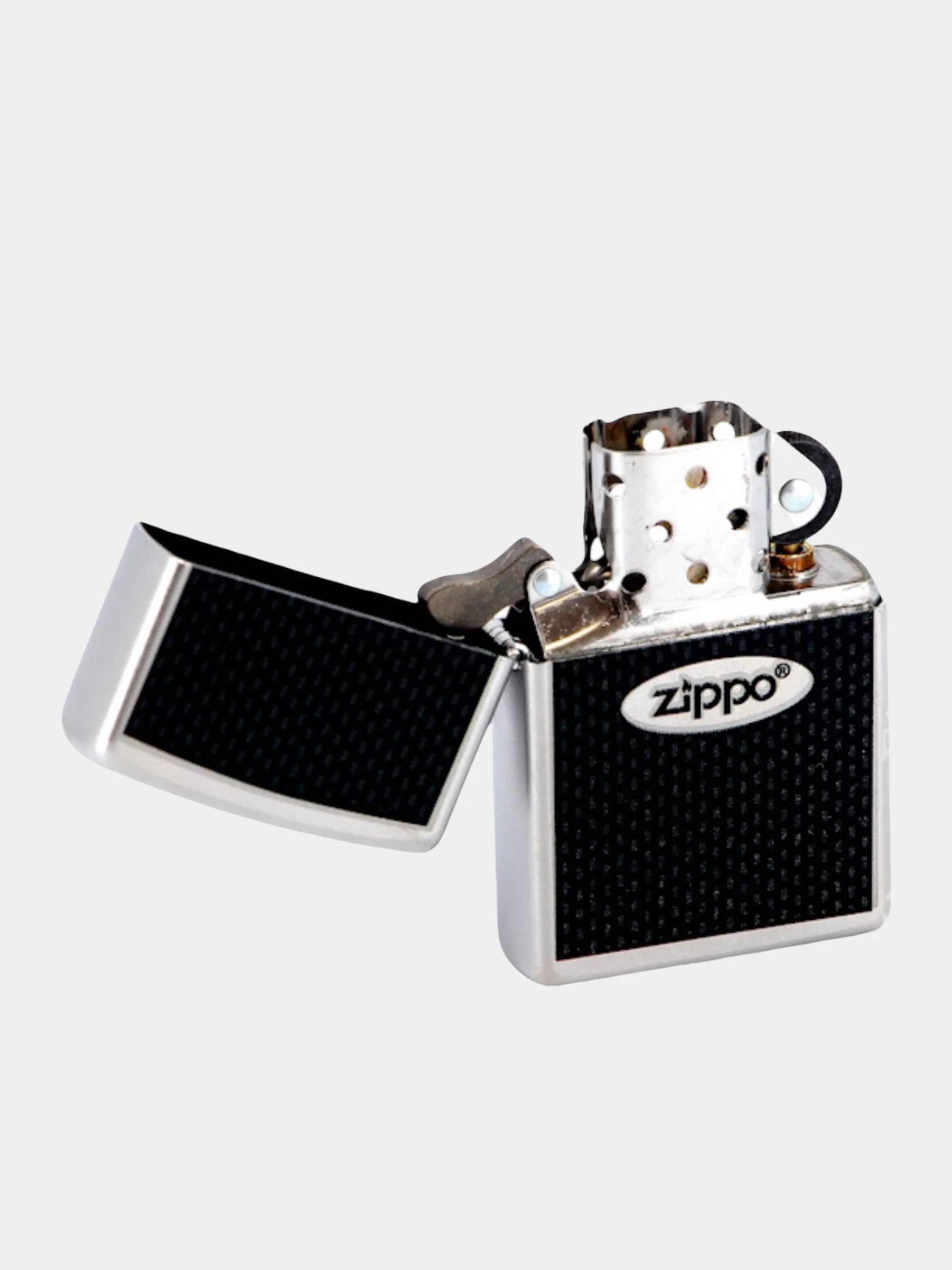 Зажигалка бензиновая Zippo 205 Zippo Oval Chromed Out, лого овал (покрытие Satin Chrome)