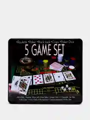 Покерный набор "Казино 5 в 1": Рулетка, Блэкджек (Black Jack), Крэпс (Craps), Покер, Кости