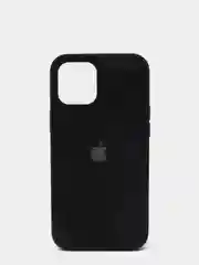 Черный чехол для iPhone 12 / 12 Pro (6.1") Silicone Case закрытый низ с логотипом