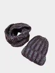 Бордовый комплект: шапка с шарфом