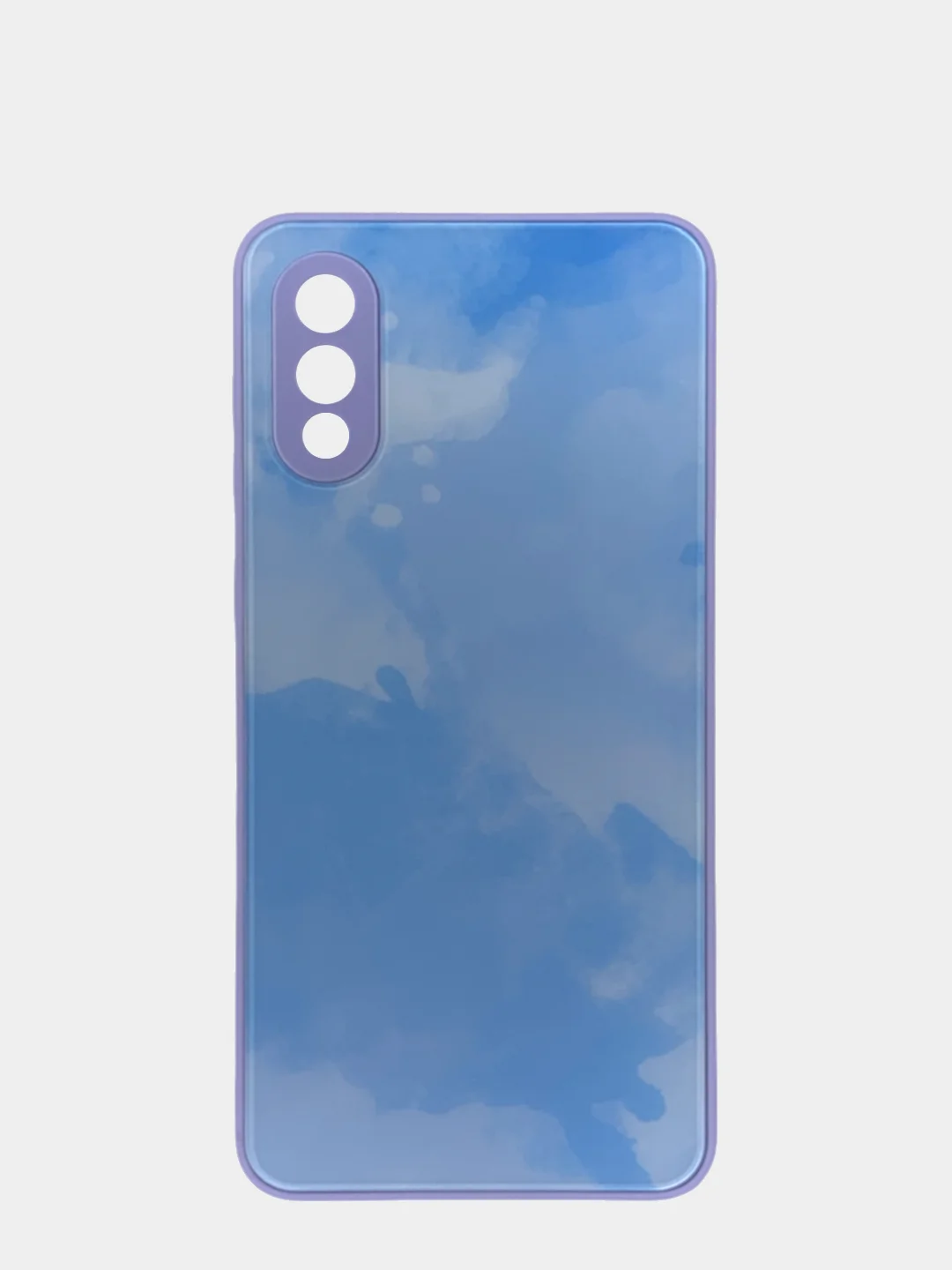 Небесно-голубой чехол Samsung Galaxy A02, Самсунг Галакси А02 твердый пластиковый глянцевый стеклянный