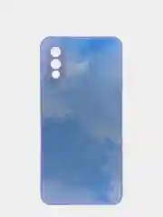 Небесно-голубой чехол Samsung Galaxy A02, Самсунг Галакси А02 твердый пластиковый глянцевый стеклянный