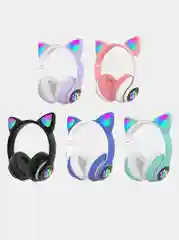 Лавандовый беспроводные Bluetooth наушники с кошачьими светящимися ушками