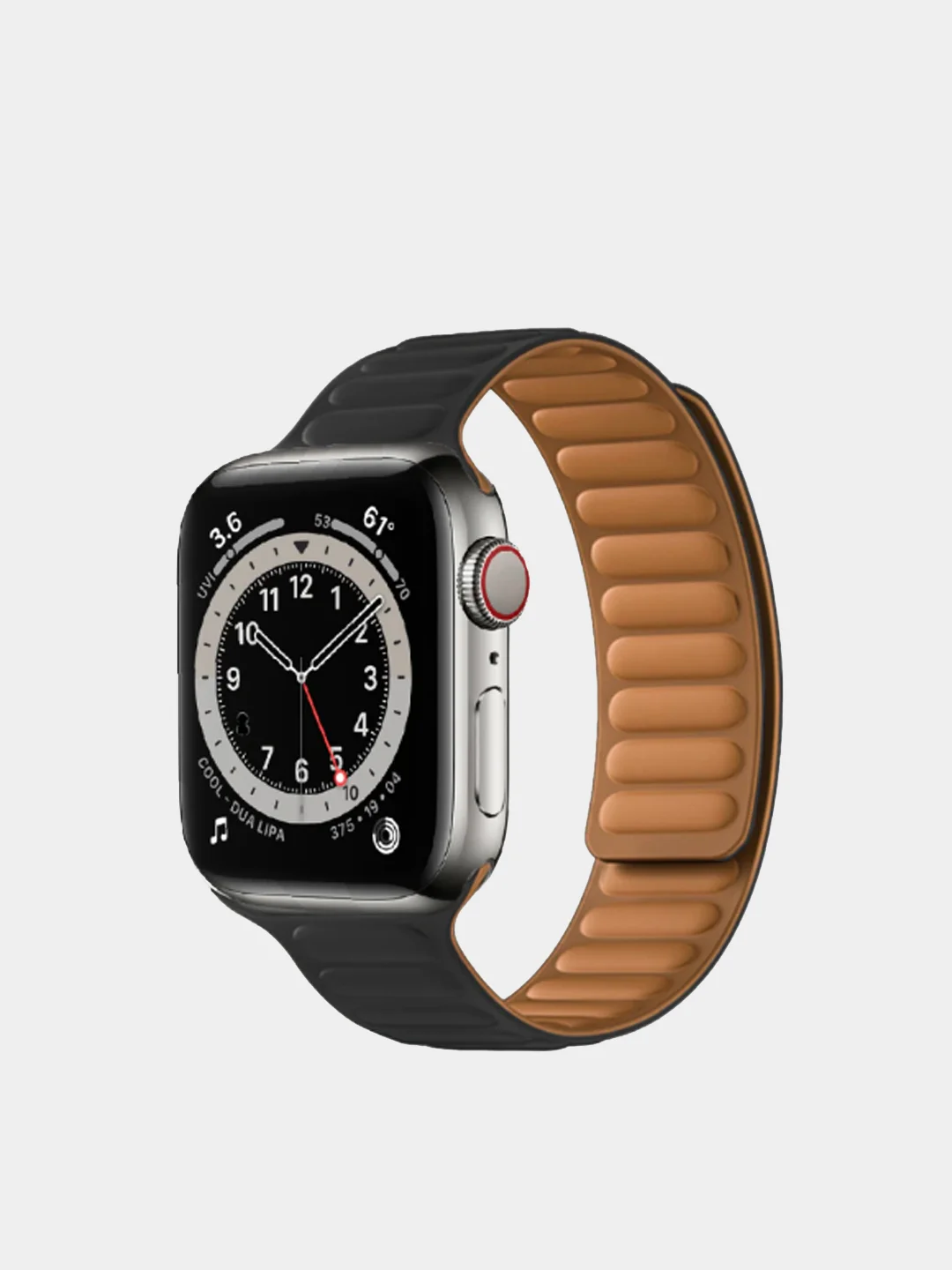 Черный силиконовый магнитный ремешок для Apple Watch 3, 4, 5, 6, 7, SE