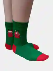 Зеленый носки новогодние с дедом морозом