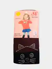 Бордовый колготки для девочки "Кошки" со стразами, хлопок