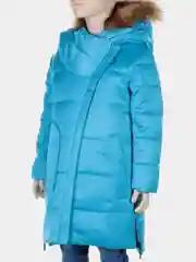 Бирюзовый удлиненная куртка-пальто для девочки, 6 - 10 лет