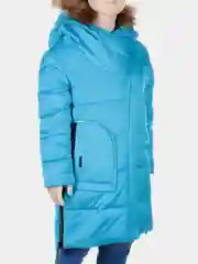 Бирюзовый удлиненная куртка-пальто для девочки, 6 - 10 лет
