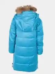Бирюзовый удлиненная куртка-пальто для девочки, 6 - 10 лет