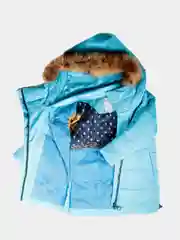 Бирюзовый удлиненная куртка-пальто для девочки, 6 - 10 лет