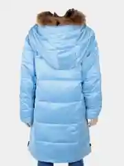 Голубой удлиненная куртка-пальто для девочки, 6 - 10 лет