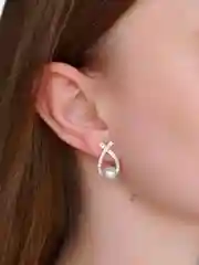 Серьги элегантные с жемчугом, под золото