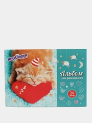 Альбом для рисования "Милые кошечки", А4, 24 л, скоба, 2 вида, картонная обложка, Юнландия, 1 штука