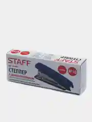 Степлер №10 STAFF Basic, до 10 листов, с антистеплером, синий, 227405