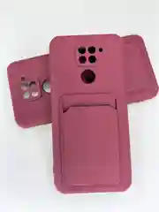 Бордовый чехол c карманом для карт для Xiaomi Redmi Note 9S, Note 9, Samsung A51, A12, S21, S21+