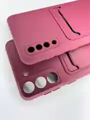 Бордовый чехол c карманом для карт для Xiaomi Redmi Note 9S, Note 9, Samsung A51, A12, S21, S21+
