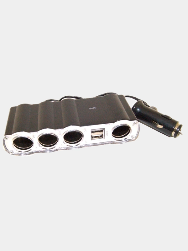Разветвитель прикуривателя на 4 гнезда+2USB WF-4008, хаб, зарядное устройсво автомобильное