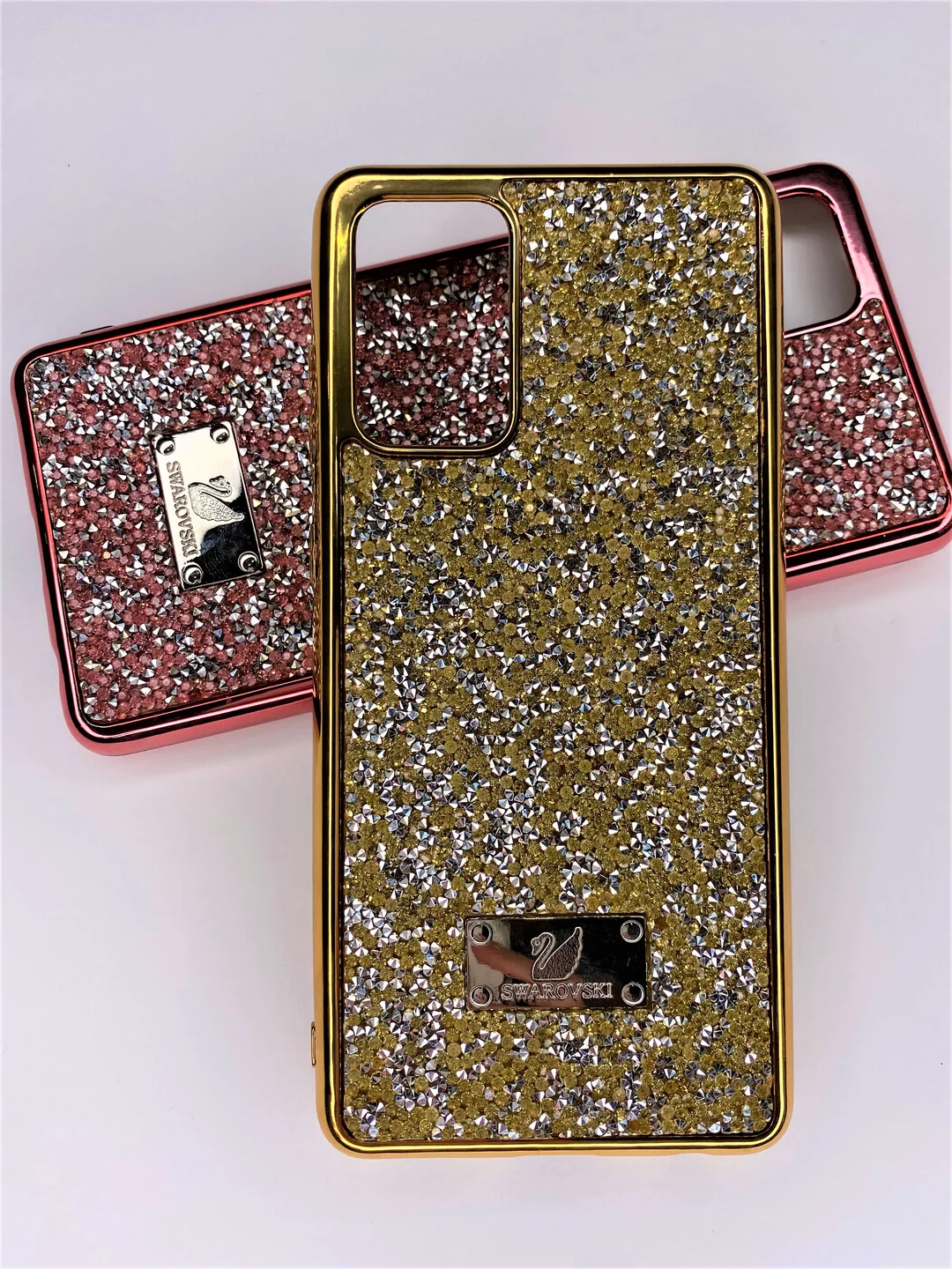 Золотой чехол-накладка со стразами и кристаллами для Samsung A72