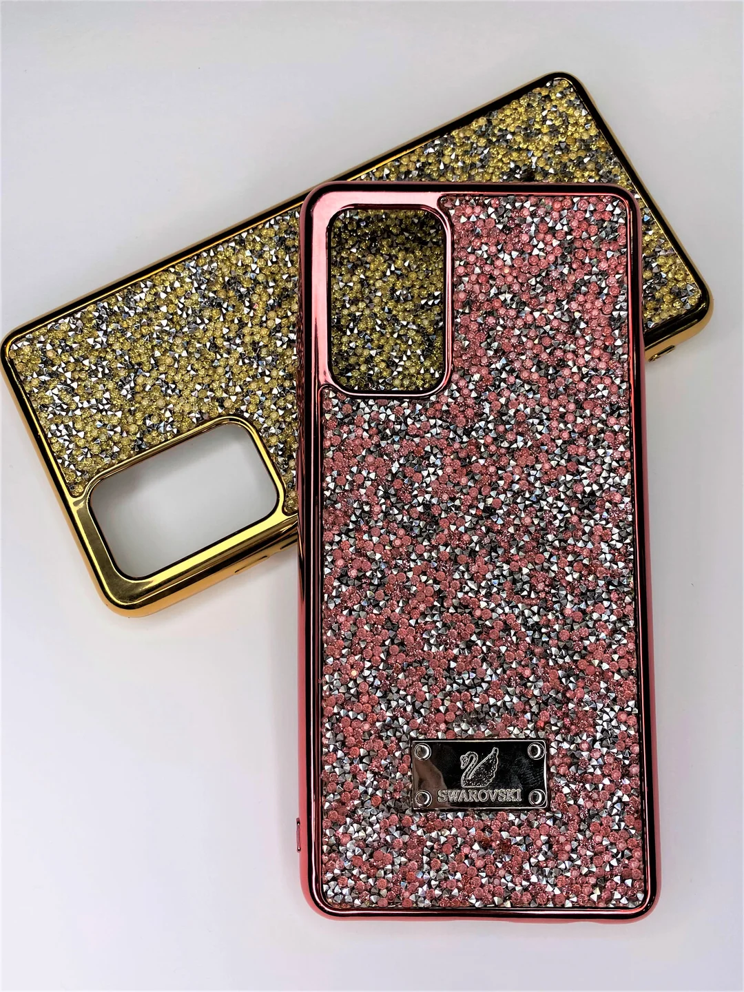 Кораллово-розовый чехол-накладка со стразами и кристаллами для Samsung A72