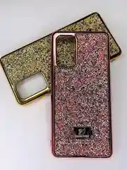Кораллово-розовый чехол-накладка со стразами и кристаллами для Samsung A72