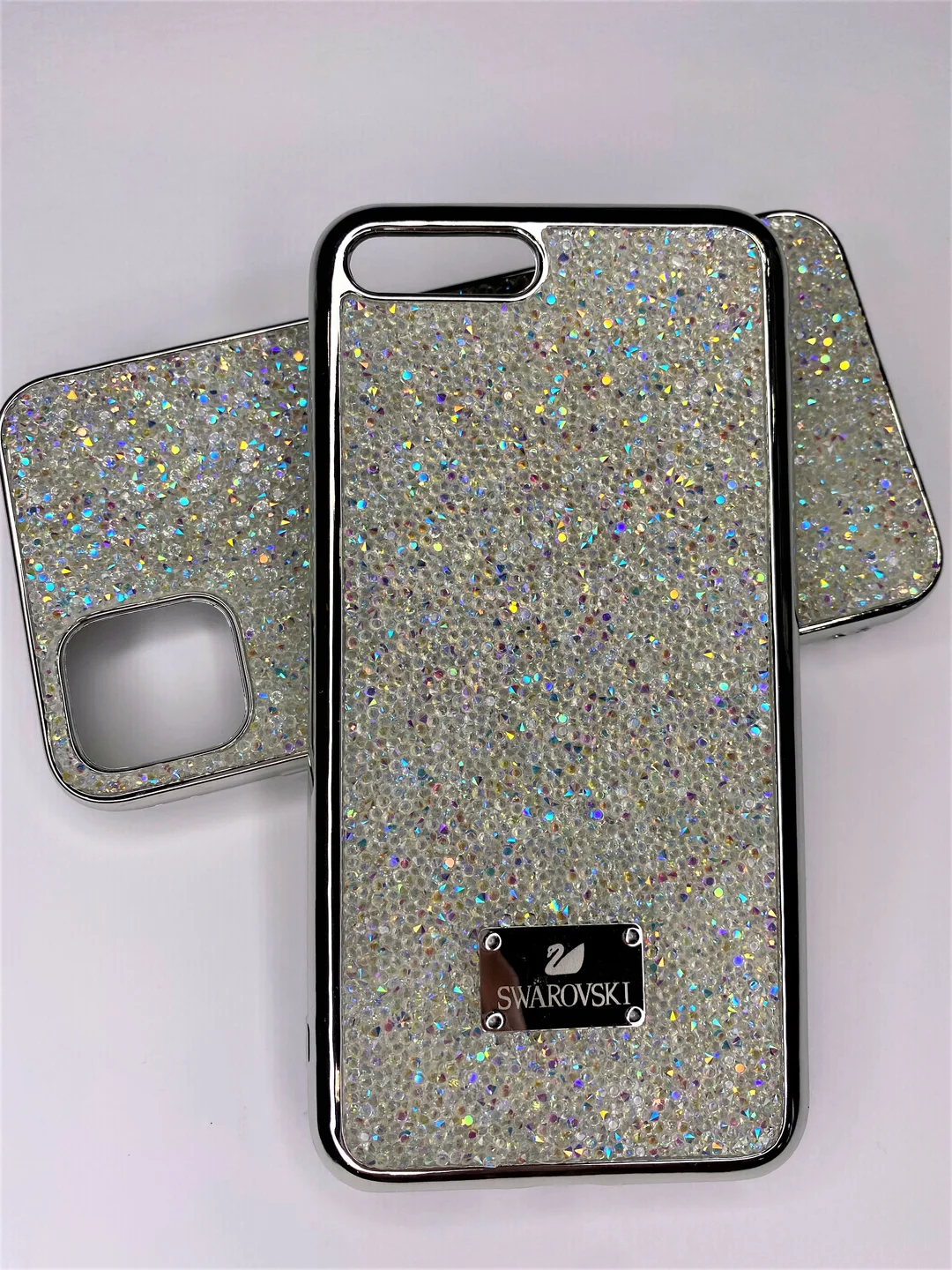 Серебряный чехол-накладка со стразами и кристаллами iPhone 11 Pro Max, 7+