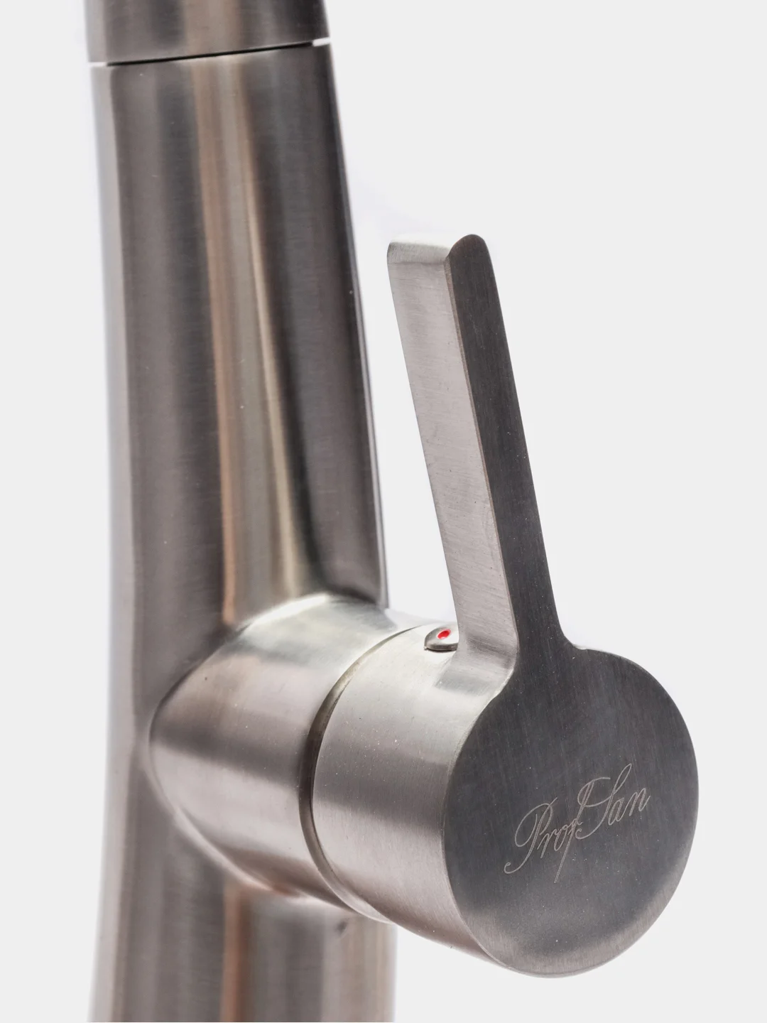 Серебряный смеситель для кухни ПСМ-ПРОФСАН PSM-301-9 STEEL с выдвижной лейкой тип