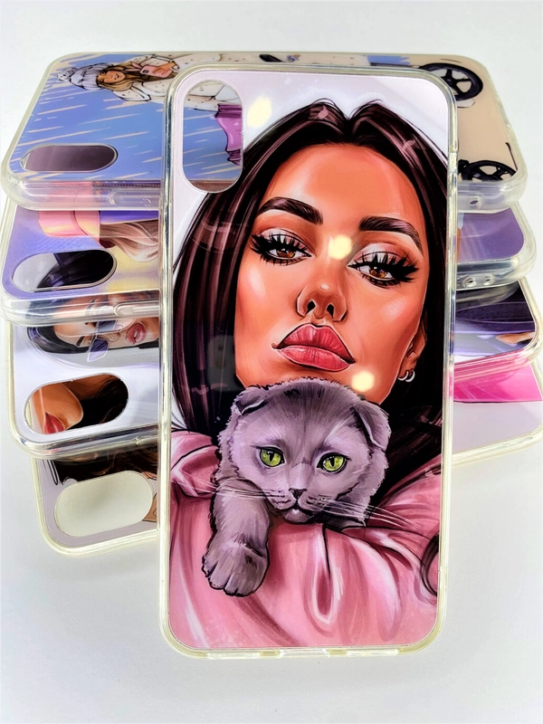 Чехол силиконовый с рисунком принтом "Девушки" для iPhone X, XS