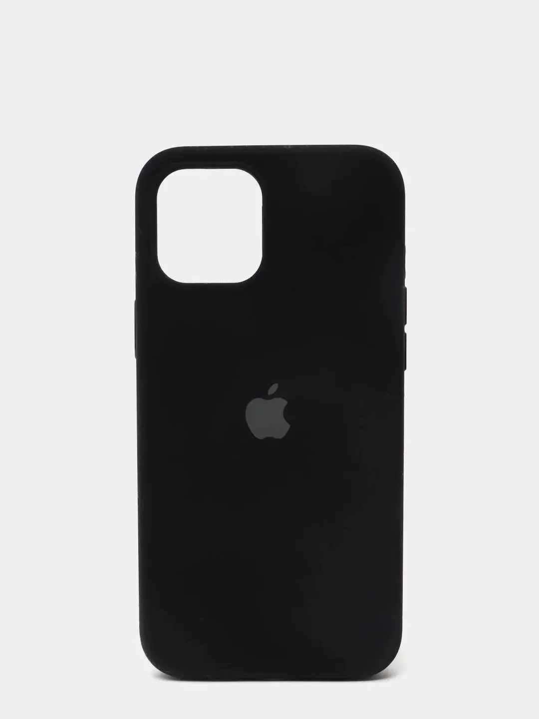Черный чехол для iPhone 13 Silicone Case закрытый низ с логотипом