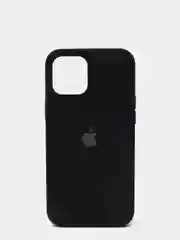 Черный чехол для iPhone 13 Silicone Case закрытый низ с логотипом