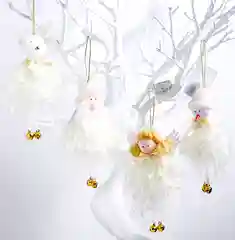 Новогодняя ёлочная игрушка-подвеска "Новогодние персонажи в белом"