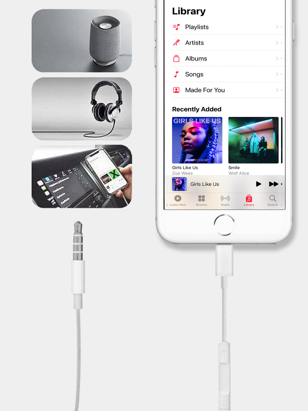 Кабель Audio AUX Lightning to mini jack 3.5 mm для Iphone/iPad /  Аудиокабель для Айфона купить по цене 349 ₽ в интернет-магазине KazanExpress