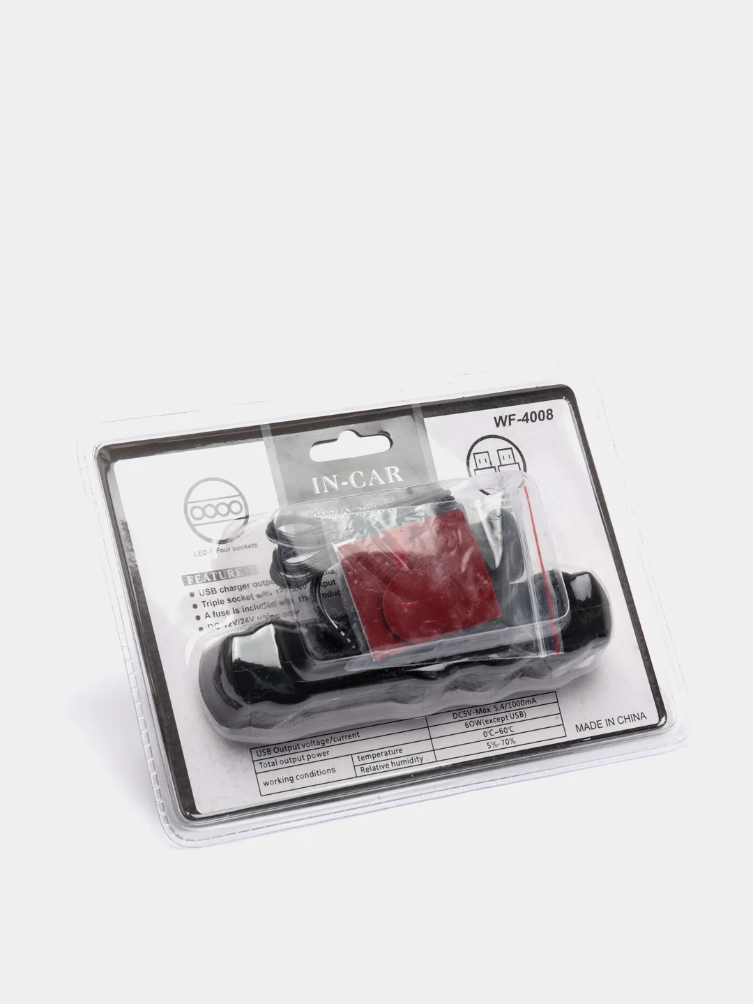 Разветвитель прикуривателя на 4 гнезда+2USB WF-4008, хаб, зарядное устройсво автомобильное