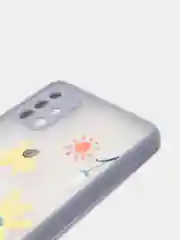 Голубой чехол для Samsung A02, A02S, A32, A52, A12, A51, M12, M51 с картинкой / рисунком