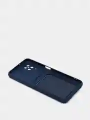 Темно-синий чехол Samsung Galaxy A12 / M12, Самсунг Галакси А12 / М12 силиконовый с карманом для карты