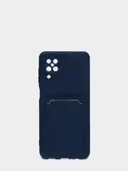 Темно-синий чехол Samsung Galaxy A12 / M12, Самсунг Галакси А12 / М12 силиконовый с карманом для карты